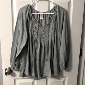 Faded Glory Grey Long sleeve Blouse Size Large